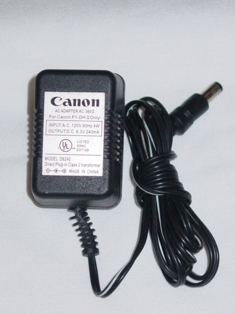 NEW Canon P1-DHIII AC Adapter AC-360II 6.3V 240mA D6240